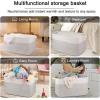 imageOIAHOMY 65L Blanket Basket Cotton Rope Woven Blanket storage for Living Room Rectangle Woven Baskets for Storage 201612 Brown and WhiteBlack and White