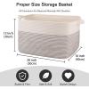 imageOIAHOMY 65L Blanket Basket Cotton Rope Woven Blanket storage for Living Room Rectangle Woven Baskets for Storage 201612 Brown and WhiteBlack and White