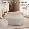 imageOIAHOMY 65L Blanket Basket Cotton Rope Woven Blanket storage for Living Room Rectangle Woven Baskets for Storage 201612 Brown and WhiteBlack and White