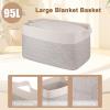 imageOIAHOMY 65L Blanket Basket Cotton Rope Woven Blanket storage for Living Room Rectangle Woven Baskets for Storage 201612 Brown and WhiteBlack and White