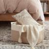 imageOIAHOMY 65L Blanket Basket Cotton Rope Woven Blanket storage for Living Room Rectangle Woven Baskets for Storage 201612 Brown and WhiteBrown and White