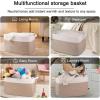 imageOIAHOMY 65L Blanket Basket Cotton Rope Woven Blanket storage for Living Room Rectangle Woven Baskets for Storage 201612 Brown and WhiteBrown and White