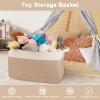 imageOIAHOMY 65L Blanket Basket Cotton Rope Woven Blanket storage for Living Room Rectangle Woven Baskets for Storage 201612 Brown and WhiteBrown and White