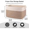 imageOIAHOMY 65L Blanket Basket Cotton Rope Woven Blanket storage for Living Room Rectangle Woven Baskets for Storage 201612 Brown and WhiteBrown and White