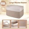 imageOIAHOMY 65L Blanket Basket Cotton Rope Woven Blanket storage for Living Room Rectangle Woven Baskets for Storage 201612 Brown and WhiteBrown and White