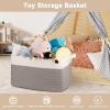 imageOIAHOMY 65L Blanket Basket Cotton Rope Woven Blanket storage for Living Room Rectangle Woven Baskets for Storage 201612 Brown and WhiteGrey and White