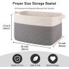 imageOIAHOMY 65L Blanket Basket Cotton Rope Woven Blanket storage for Living Room Rectangle Woven Baskets for Storage 201612 Brown and WhiteGrey and White
