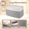 imageOIAHOMY 65L Blanket Basket Cotton Rope Woven Blanket storage for Living Room Rectangle Woven Baskets for Storage 201612 Brown and WhiteGrey and White