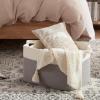 imageOIAHOMY 65L Blanket Basket Cotton Rope Woven Blanket storage for Living Room Rectangle Woven Baskets for Storage 201612 Brown and WhiteGrey and White