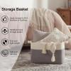 imageOIAHOMY 65L Blanket Basket Cotton Rope Woven Blanket storage for Living Room Rectangle Woven Baskets for Storage 201612 Brown and WhiteGrey and White