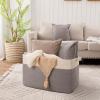 imageOIAHOMY 65L Blanket Basket Cotton Rope Woven Blanket storage for Living Room Rectangle Woven Baskets for Storage 201612 Brown and WhiteGrey and White