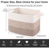 imageOIAHOMY Cotton Rope Storage Basket for Shelves Baskets for Organizing Rectangle Storage Bins with Handles Woven Toy Baskets for Nursery Room 13985quot87quot BrownBrown