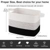 imageOIAHOMY Cotton Rope Storage Basket for Shelves Baskets for Organizing Rectangle Storage Bins with Handles Woven Toy Baskets for Nursery Room 13985quot87quot BrownWhite Black