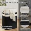 imageOIAHOMY Laundry HamperLaundry BasketTall Cotton Storage Basket with HandlesDecorative Blanket Basket for Living roomCollapsible Large Basket for ToysPillowsClothes16x13x22inYellow variegatedBlack