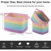 imageOIAHOMY Storage Basket Woven Baskets for Storage Cotton Rope Basket for toysTowel Baskets for Bathroom  Pack of 3 Gradient YellowRainbow Pastel