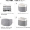 imageOIAHOMY Storage baskets for Shelf Toy Storage Basket Collapsible Storage Bins Blanket Basket Living Room Closet Storage for Bedroom 15 x 98 x 118 InchesPack of 2Brown FSBHP02Grey