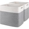 imageOIAHOMY Storage baskets for Shelf Toy Storage Basket Collapsible Storage Bins Blanket Basket Living Room Closet Storage for Bedroom 15 x 98 x 118 InchesPack of 2Brown FSBHP02Grey