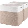 imageOIAHOMY Storage baskets for Shelf Toy Storage Basket Collapsible Storage Bins Blanket Basket Living Room Closet Storage for Bedroom 15 x 98 x 118 InchesPack of 2Brown FSBHP02Brown