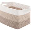 imageOIAHOMY Cotton Rope Storage Basket for Shelves Baskets for Organizing Rectangle Storage Bins with Handles Woven Toy Baskets for Nursery Room 13985quot87quot BrownBrown