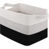 imageOIAHOMY Cotton Rope Storage Basket for Shelves Baskets for Organizing Rectangle Storage Bins with Handles Woven Toy Baskets for Nursery Room 13985quot87quot BrownWhite Black