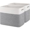 imageOIAHOMY Storage baskets for Shelf Toy Storage Basket Collapsible Storage Bins Blanket Basket Living Room Closet Storage for Bedroom 15 x 98 x 118 InchesPack of 2Brown FSBHP02Grey
