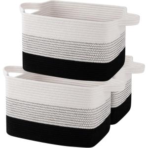 imageOIAHOMY Storage Basket Woven Baskets for Storage Cotton Rope Basket for toysTowel Baskets for Bathroom  Pack of 3 Gradient YellowGradient Dark