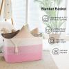 imageOIAHOMY 108L Super Large Blanket Basket 25x16x16108L Rectangle Woven Baskets for Storage Cotton Rope Basket For Living Room Toy Storage with Handle Gradient BrownPinkWhite