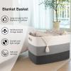 imageOIAHOMY 108L Super Large Blanket Basket 25x16x16108L Rectangle Woven Baskets for Storage Cotton Rope Basket For Living Room Toy Storage with Handle Gradient BrownGradient Dark Grey
