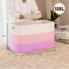 imageOIAHOMY 108L Super Large Blanket Basket 25x16x16108L Rectangle Woven Baskets for Storage Cotton Rope Basket For Living Room Toy Storage with Handle Gradient BrownGradient Pink