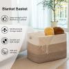 imageOIAHOMY 108L Super Large Blanket Basket 25x16x16108L Rectangle Woven Baskets for Storage Cotton Rope Basket For Living Room Toy Storage with Handle Gradient BrownGradient Brown