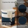 imageOIAHOMY 80L Laundry Baskets Hamper with HandlesDecorative Basket for Living roomWoven Storage Basket for Toys BinPillows BlanketsClothes20x18inGradient YellowGradient Blue