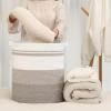 imageOIAHOMY 80L Laundry Baskets Hamper with HandlesDecorative Basket for Living roomWoven Storage Basket for Toys BinPillows BlanketsClothes20x18inGradient YellowGradient Yellow