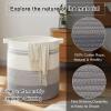 imageOIAHOMY 80L Laundry Baskets Hamper with HandlesDecorative Basket for Living roomWoven Storage Basket for Toys BinPillows BlanketsClothes20x18inGradient YellowGradient Gray