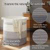 imageOIAHOMY 80L Laundry Baskets Hamper with HandlesDecorative Basket for Living roomWoven Storage Basket for Toys BinPillows BlanketsClothes20x18inGradient YellowGradient Gray