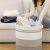imageOIAHOMY 80L Laundry Baskets Hamper with HandlesDecorative Basket for Living roomWoven Storage Basket for Toys BinPillows BlanketsClothes20x18inGradient YellowGradient Yellow