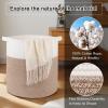 imageOIAHOMY 80L Laundry Baskets Hamper with HandlesDecorative Basket for Living roomWoven Storage Basket for Toys BinPillows BlanketsClothes20x18inGradient YellowBrownWhite