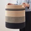 imageOIAHOMY 80L Laundry Baskets Hamper with HandlesDecorative Basket for Living roomWoven Storage Basket for Toys BinPillows BlanketsClothes20x18inGradient YellowYellow Black