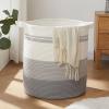 imageOIAHOMY 80L Laundry Baskets Hamper with HandlesDecorative Basket for Living roomWoven Storage Basket for Toys BinPillows BlanketsClothes20x18inGradient YellowGradient Gray
