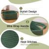 imageOIAHOMY Cotton Rope Baskets Woven Baskets for Storage Nursery Storage Baskets Rectangle Storage Basket with Handles Storage Baskets for Shelves Pack of 3 Gray VariegatedGreen
