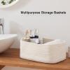 imageOIAHOMY Cotton Rope Baskets Woven Baskets for Storage Nursery Storage Baskets Rectangle Storage Basket with Handles Storage Baskets for Shelves Pack of 3 Gray VariegatedPure and White