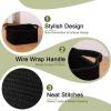 imageOIAHOMY Cotton Rope Baskets Woven Baskets for Storage Nursery Storage Baskets Rectangle Storage Basket with Handles Storage Baskets for Shelves Pack of 3 Gray VariegatedBlack