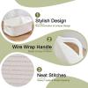 imageOIAHOMY Cotton Rope Baskets Woven Baskets for Storage Nursery Storage Baskets Rectangle Storage Basket with Handles Storage Baskets for Shelves Pack of 3 Gray VariegatedPure and White