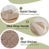 imageOIAHOMY Cotton Rope Baskets Woven Baskets for Storage Nursery Storage Baskets Rectangle Storage Basket with Handles Storage Baskets for Shelves Pack of 3 Gray VariegatedBrown Variegated