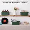 imageOIAHOMY Cotton Rope Baskets Woven Baskets for Storage Nursery Storage Baskets Rectangle Storage Basket with Handles Storage Baskets for Shelves Pack of 3 Gray VariegatedGreen