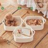 imageOIAHOMY Cotton Rope Baskets Woven Baskets for Storage Nursery Storage Baskets Rectangle Storage Basket with Handles Storage Baskets for Shelves Pack of 3 Gray VariegatedPure and White