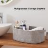 imageOIAHOMY Cotton Rope Baskets Woven Baskets for Storage Nursery Storage Baskets Rectangle Storage Basket with Handles Storage Baskets for Shelves Pack of 3 Gray VariegatedGray Variegated