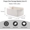 imageOIAHOMY Cotton Rope Baskets Woven Baskets for Storage Nursery Storage Baskets Rectangle Storage Basket with Handles Storage Baskets for Shelves Pack of 3 Gray VariegatedPure and White