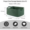 imageOIAHOMY Cotton Rope Baskets Woven Baskets for Storage Nursery Storage Baskets Rectangle Storage Basket with Handles Storage Baskets for Shelves Pack of 3 Gray VariegatedGreen