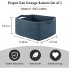 imageOIAHOMY Cotton Rope Baskets Woven Baskets for Storage Nursery Storage Baskets Rectangle Storage Basket with Handles Storage Baskets for Shelves Pack of 3 Gray VariegatedBlue