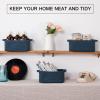 imageOIAHOMY Cotton Rope Baskets Woven Baskets for Storage Nursery Storage Baskets Rectangle Storage Basket with Handles Storage Baskets for Shelves Pack of 3 Gray VariegatedBlue
